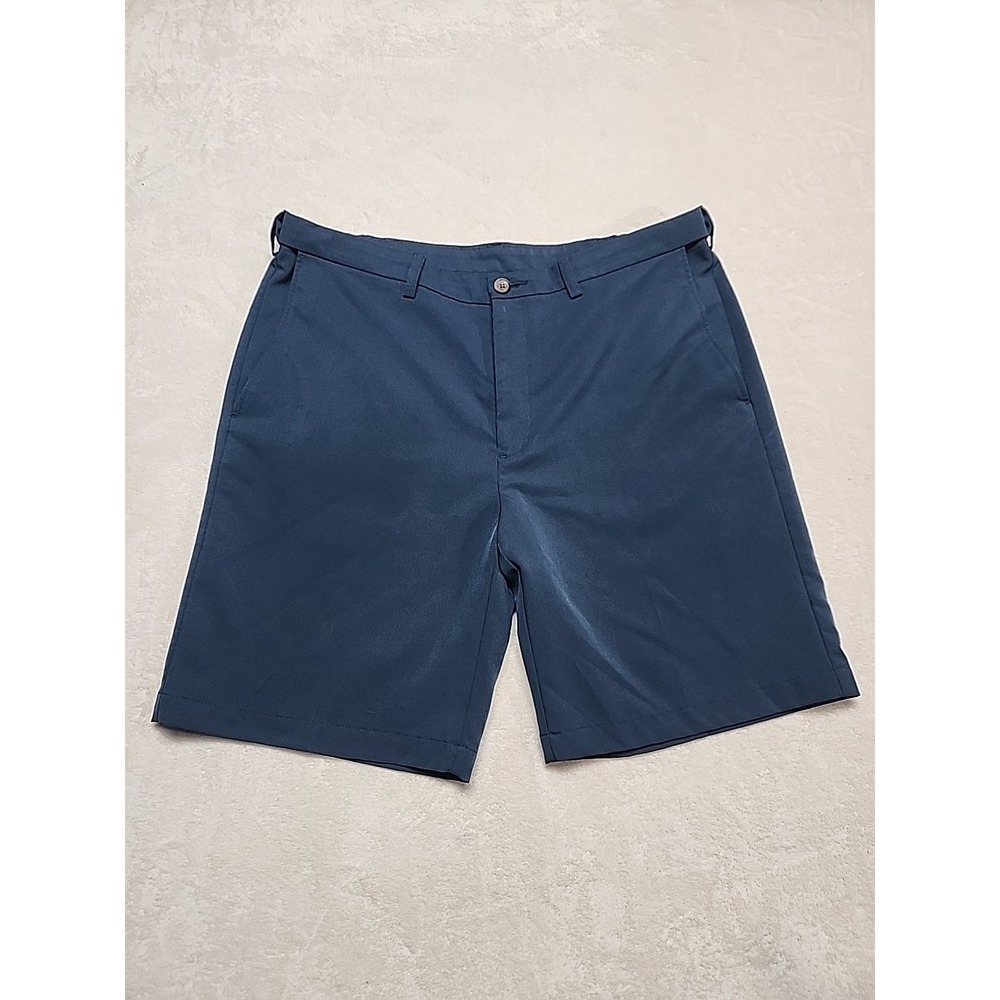 Haggar Men's Cool 18 Pro Shorts‎ Size 38W Navy Blue Expandable Waist